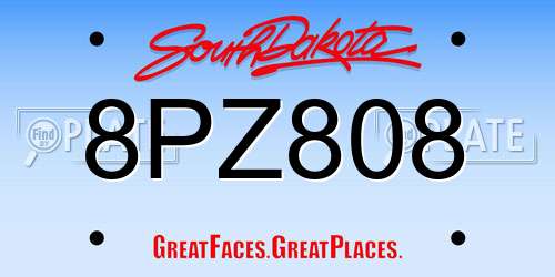 8PZ808 South Dakota License Plate