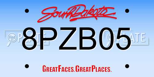 8PZB05 South Dakota License Plate