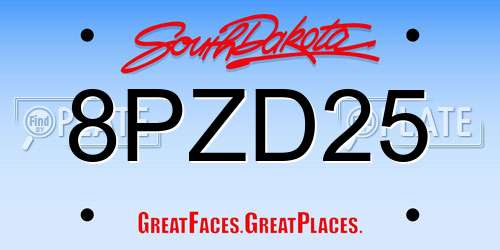 8PZD25 South Dakota License Plate