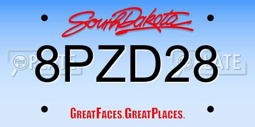 8PZD28 South Dakota License Plate