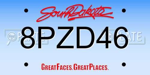 8PZD46 South Dakota License Plate