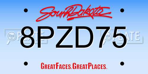 8PZD75 South Dakota License Plate