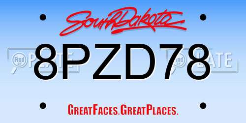 8PZD78 South Dakota License Plate