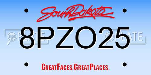 8PZO25 South Dakota License Plate
