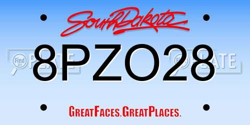 8PZO28 South Dakota License Plate
