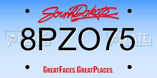 8PZO75 South Dakota License Plate