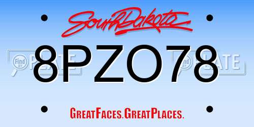 8PZO78 South Dakota License Plate