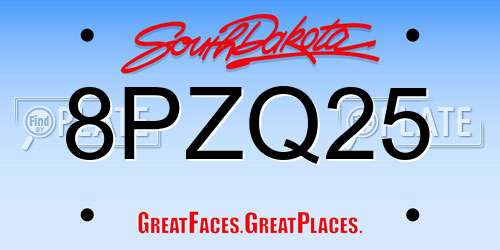 8PZQ25 South Dakota License Plate