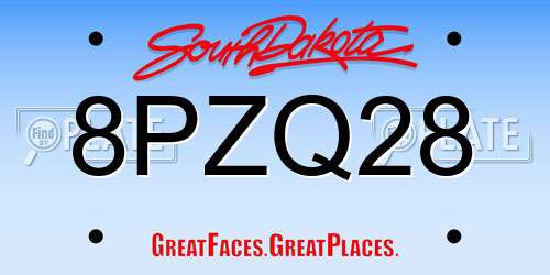 8PZQ28 South Dakota License Plate