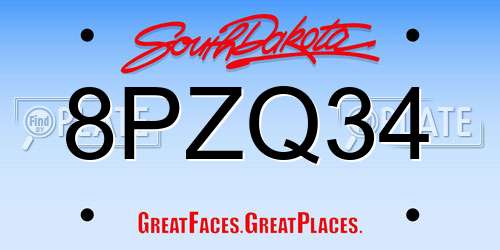 8PZQ34 South Dakota License Plate