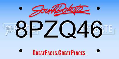 8PZQ46 South Dakota License Plate