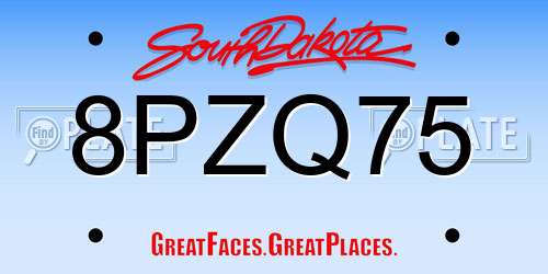 8PZQ75 South Dakota License Plate