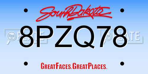 8PZQ78 South Dakota License Plate