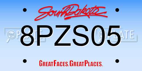 8PZS05 South Dakota License Plate