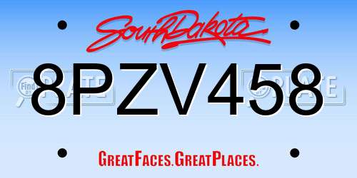8PZV458 South Dakota License Plate