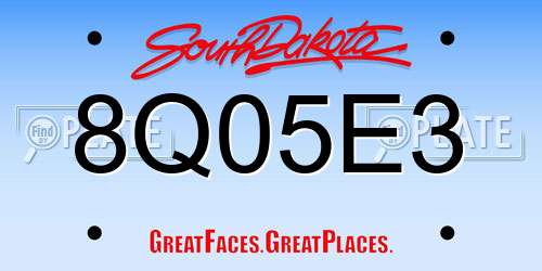 8Q05E3 South Dakota License Plate