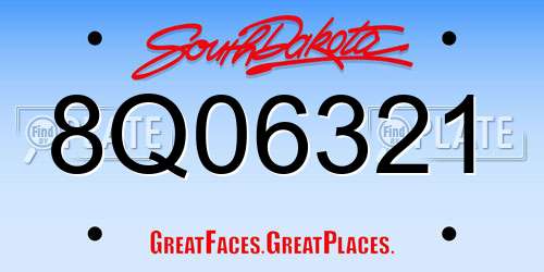 8Q06321 South Dakota License Plate