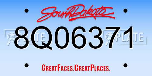 8Q06371 South Dakota License Plate