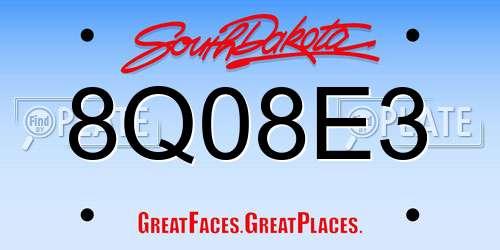 8Q08E3 South Dakota License Plate