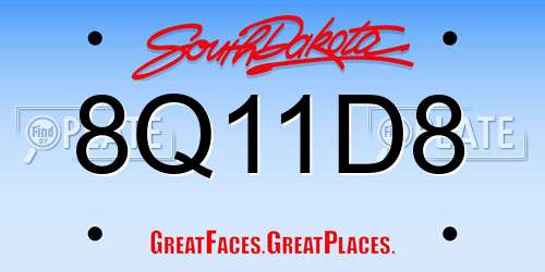 8Q11D8 South Dakota License Plate