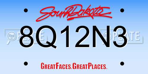 8Q12N3 South Dakota License Plate