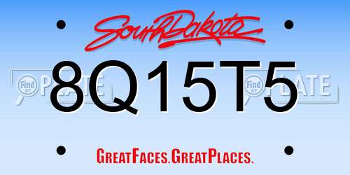 8Q15T5 South Dakota License Plate