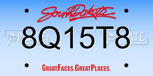 8Q15T8 South Dakota License Plate