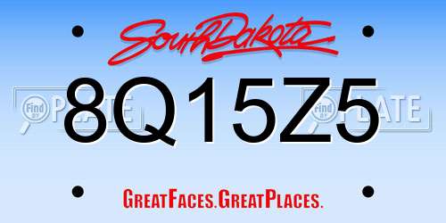 8Q15Z5 South Dakota License Plate