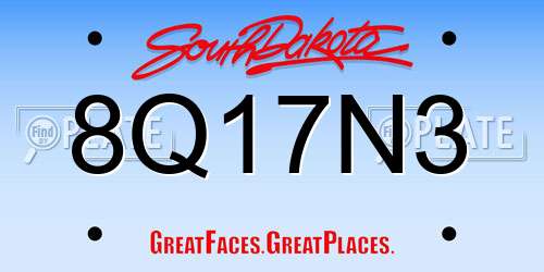 8Q17N3 South Dakota License Plate