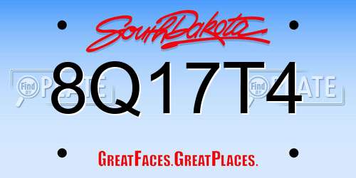 8Q17T4 South Dakota License Plate