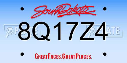 8Q17Z4 South Dakota License Plate