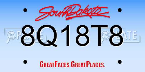 8Q18T8 South Dakota License Plate