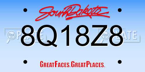 8Q18Z8 South Dakota License Plate