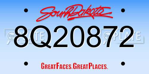 8Q20872 South Dakota License Plate