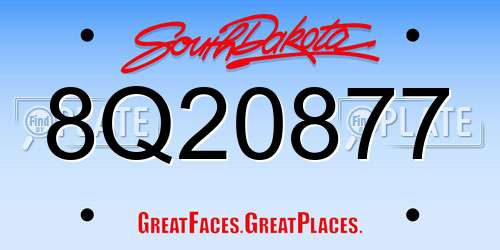 8Q20877 South Dakota License Plate