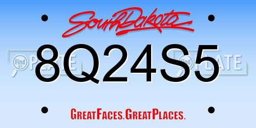 8Q24S5 South Dakota License Plate