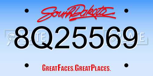 8Q25569 South Dakota License Plate