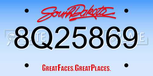 8Q25869 South Dakota License Plate