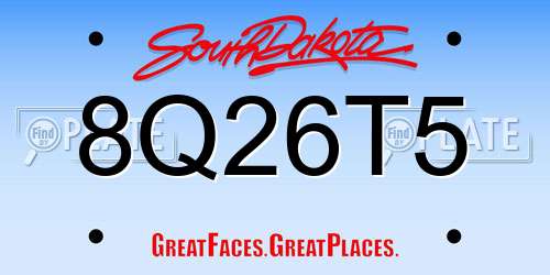 8Q26T5 South Dakota License Plate
