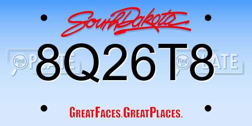 8Q26T8 South Dakota License Plate