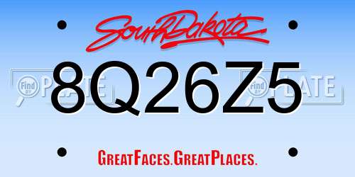 8Q26Z5 South Dakota License Plate