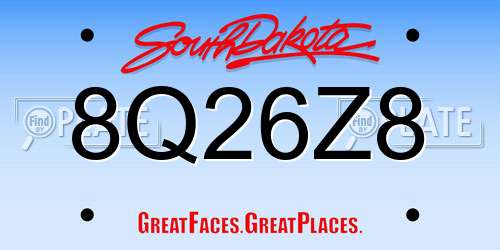 8Q26Z8 South Dakota License Plate