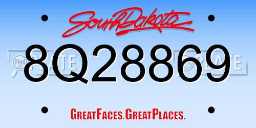8Q28869 South Dakota License Plate