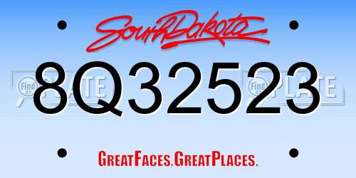 8Q32523 South Dakota License Plate