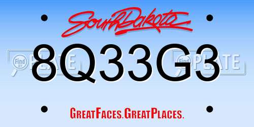 8Q33G3 South Dakota License Plate