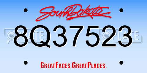8Q37523 South Dakota License Plate