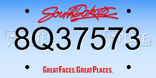8Q37573 South Dakota License Plate