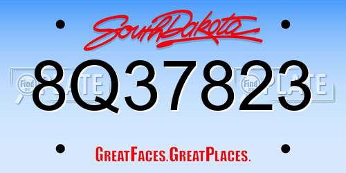 8Q37823 South Dakota License Plate