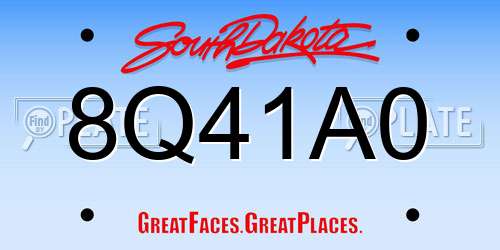 8Q41A0 South Dakota License Plate