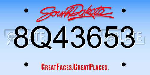8Q43653 South Dakota License Plate